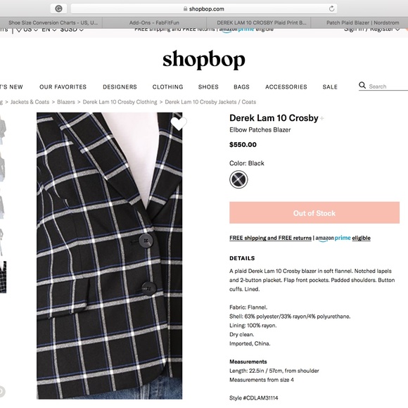 Derek Lam 10 Crosby Plaid Print Blazer, Size XL - Picture 3 of 11